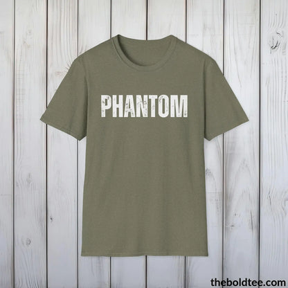 T-Shirt Heather Military Green / S PHANTOM Tee - Battling Urban Chaos Tee - Bold Urbnan Cotton T-Shirt - 9 Epic Colors Available