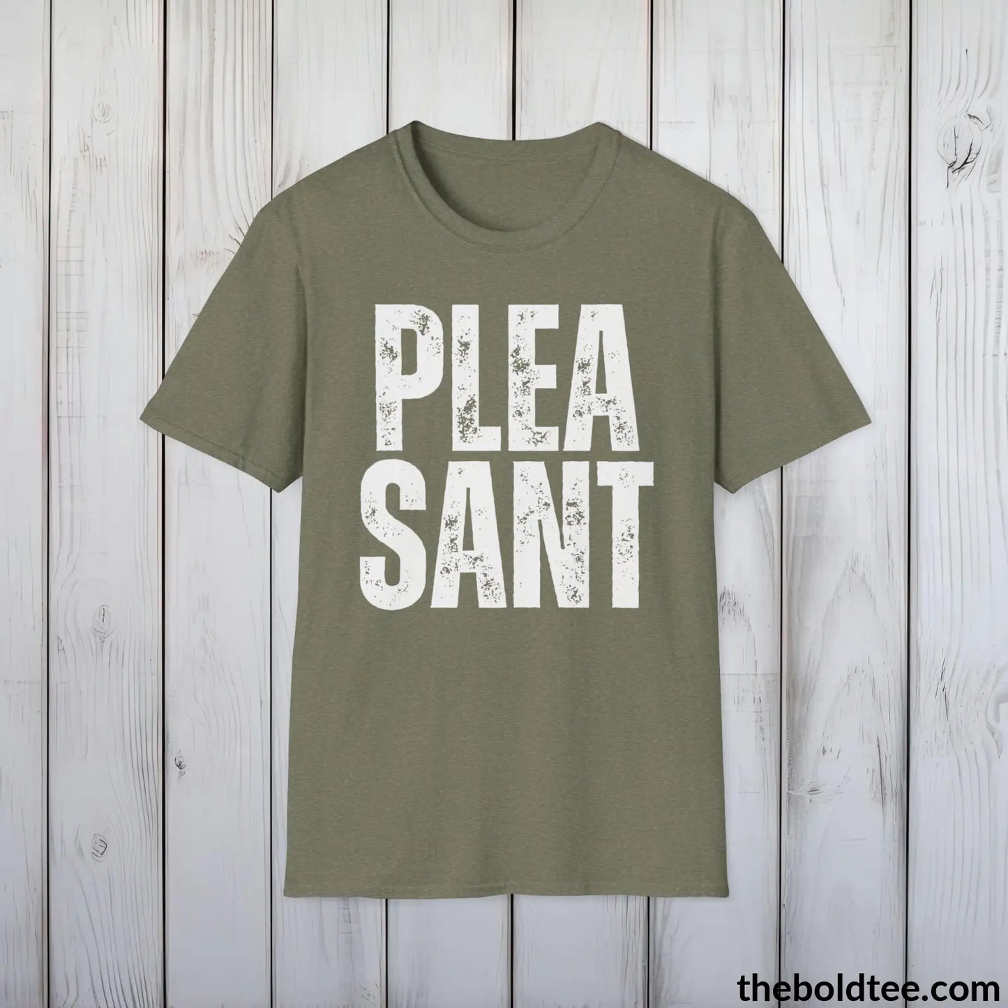 T-Shirt Heather Military Green / S PLEASANT Tee - Casual, Sustainable & Soft Cotton Crewneck Unisex T-Shirt - 9 Bold Colors