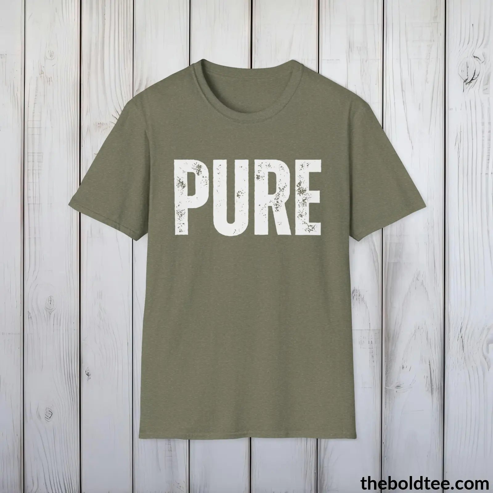 T-Shirt Heather Military Green / S PURE Tee - Bold Urbnan Cotton T-Shirt - 9 Epic Colors Available