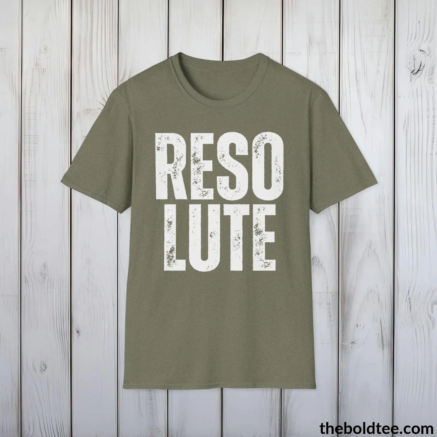 T-Shirt Heather Military Green / S RESOLUTE Tee - Casual, Sustainable & Soft Cotton Crewneck Unisex T-Shirt - 9 Bold Colors