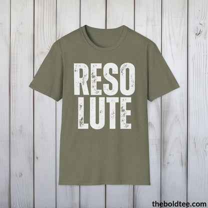 T-Shirt Heather Military Green / S RESOLUTE Tee - Casual, Sustainable & Soft Cotton Crewneck Unisex T-Shirt - 9 Bold Colors