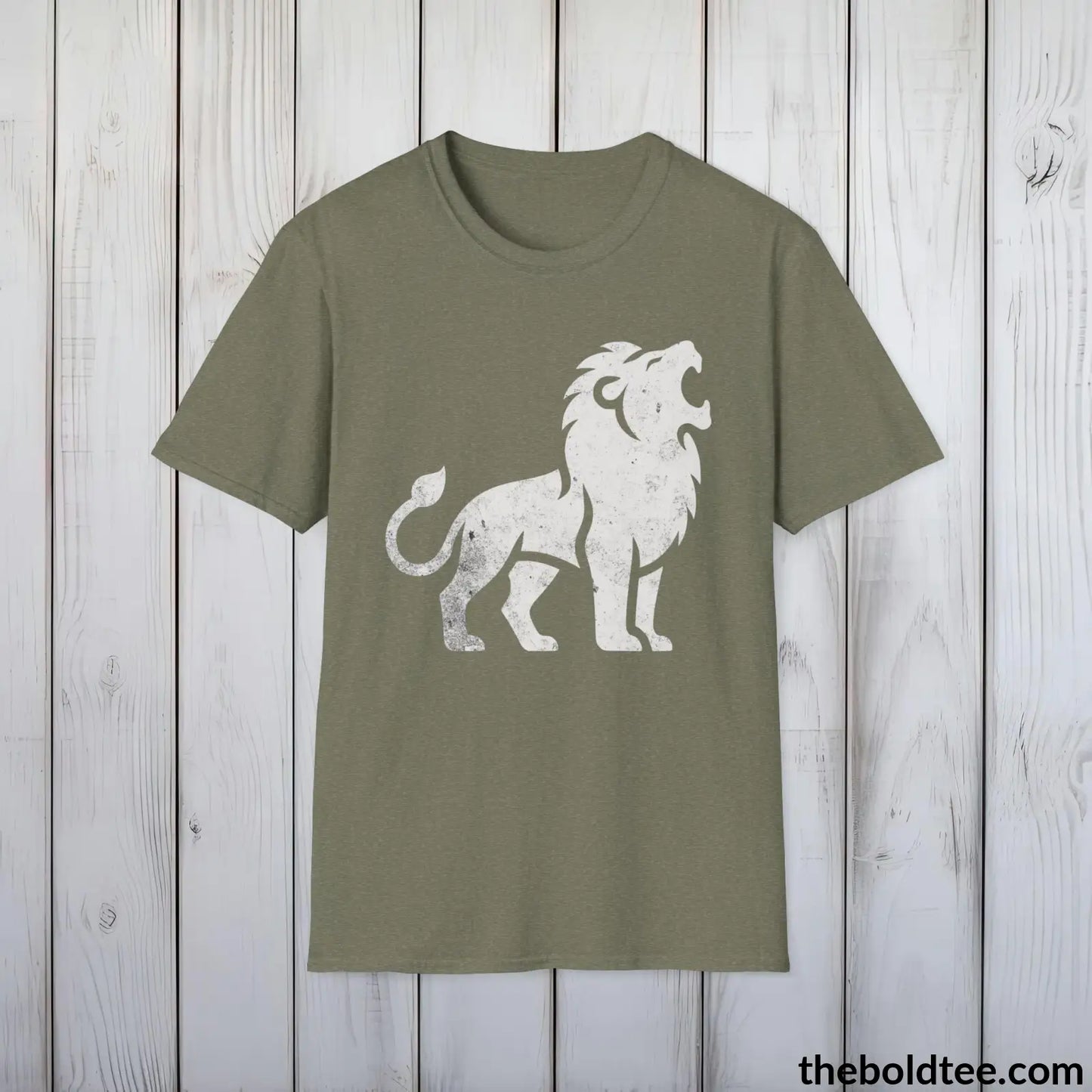 T-Shirt Heather Military Green / S Roaring Lion Tee - Bold Urbnan Cotton T-Shirt - 9 Epic Colors Available