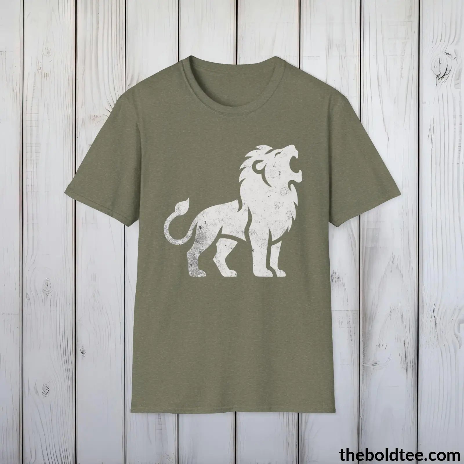 T-Shirt Heather Military Green / S Roaring Lion Tee - Bold Urbnan Cotton T-Shirt - 9 Epic Colors Available