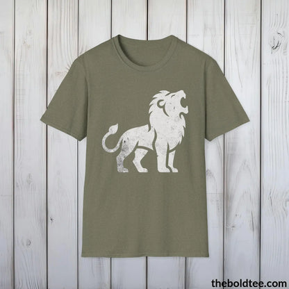 T-Shirt Heather Military Green / S Roaring Lion Tee - Bold Urbnan Cotton T-Shirt - 9 Epic Colors Available