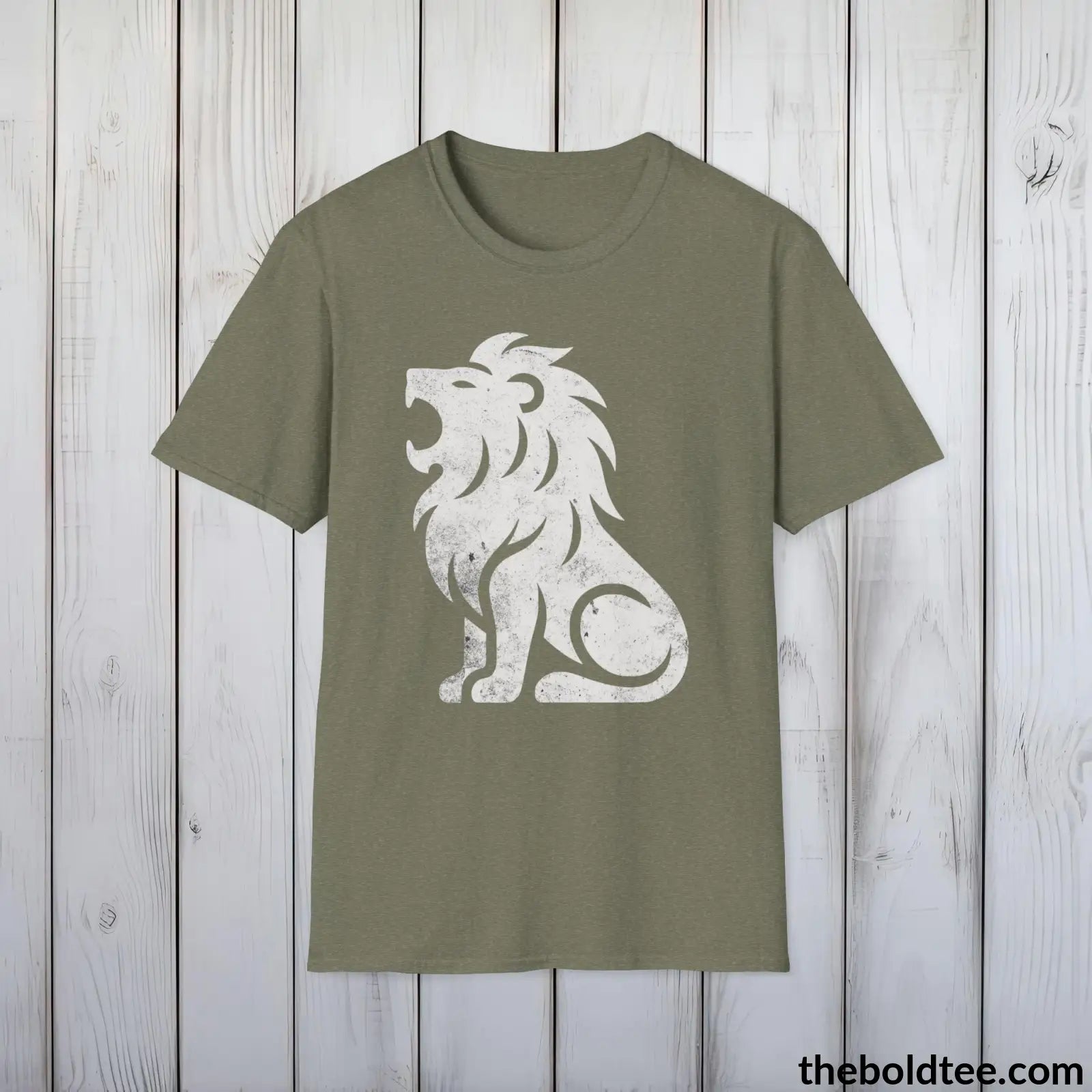 T-Shirt Heather Military Green / S Roaring Lion Tee - Bold Urbnan Cotton T-Shirt - 9 Epic Colors Available