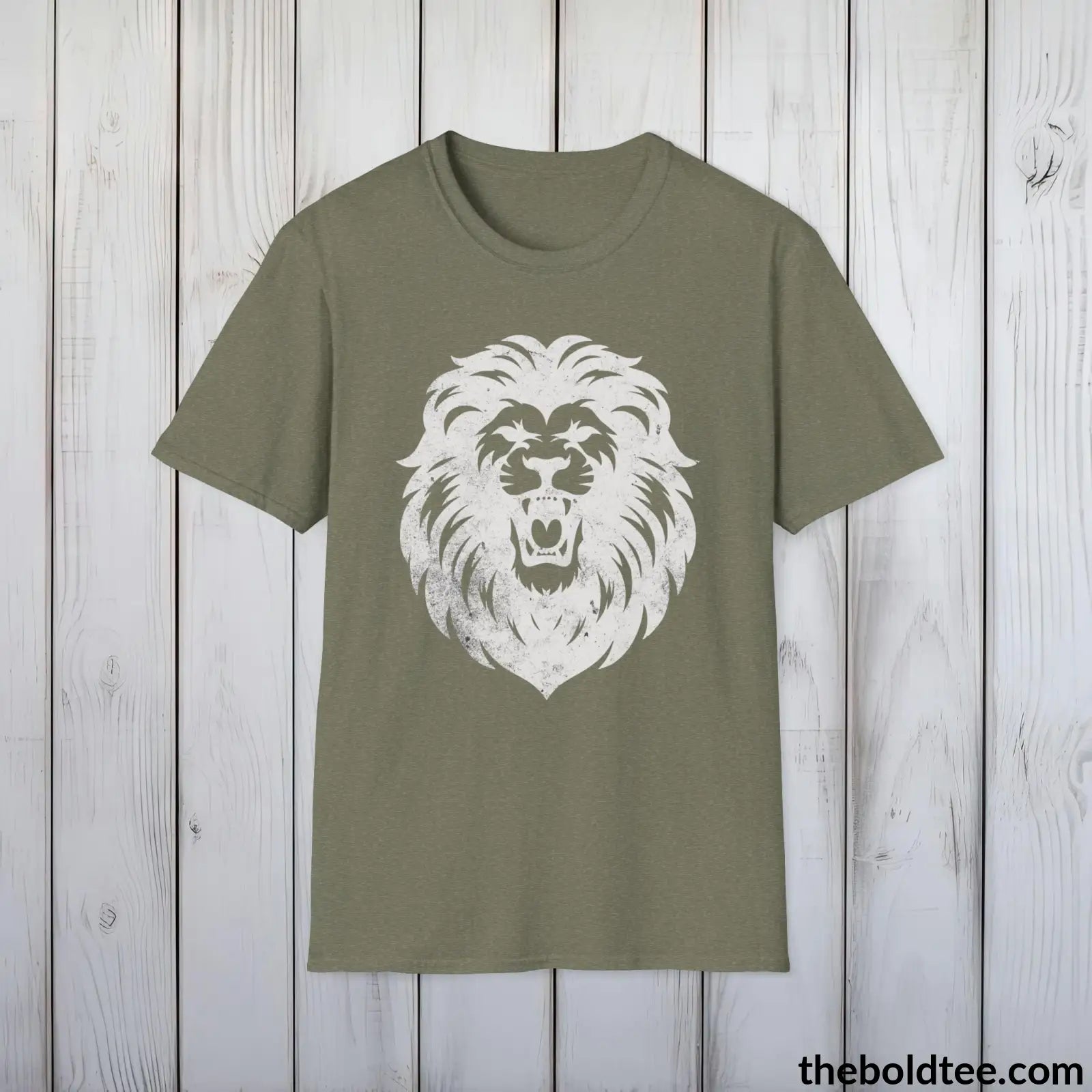 T-Shirt Heather Military Green / S Roaring Lion Tee - Bold Urbnan Cotton T-Shirt - 9 Epic Colors Available