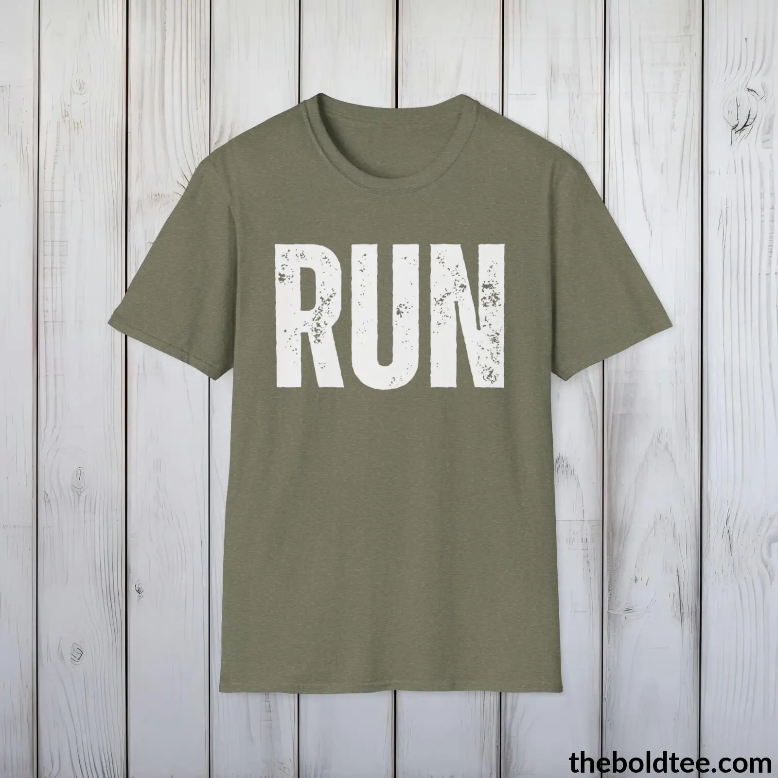 T-Shirt Heather Military Green / S RUN Tee - Bold Urbnan Cotton T-Shirt - 9 Epic Colors Available