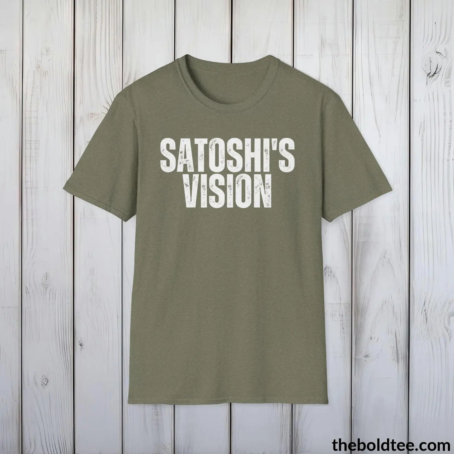 T-Shirt Heather Military Green / S SATOSHI'S VISION Cryptocurrency Tee - Sustainable & Soft Cotton Crewneck Unisex T-Shirt - 9 Bold Colors