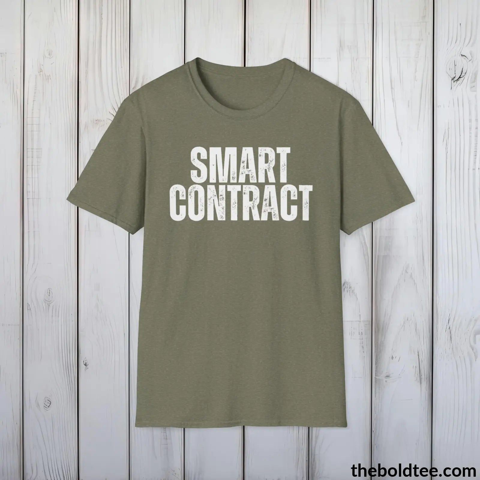 T-Shirt Heather Military Green / S SMART CONTRACT Cryptocurrency Tee - Premium Cotton Crewneck Unisex T-Shirt - 9 Bold Colors