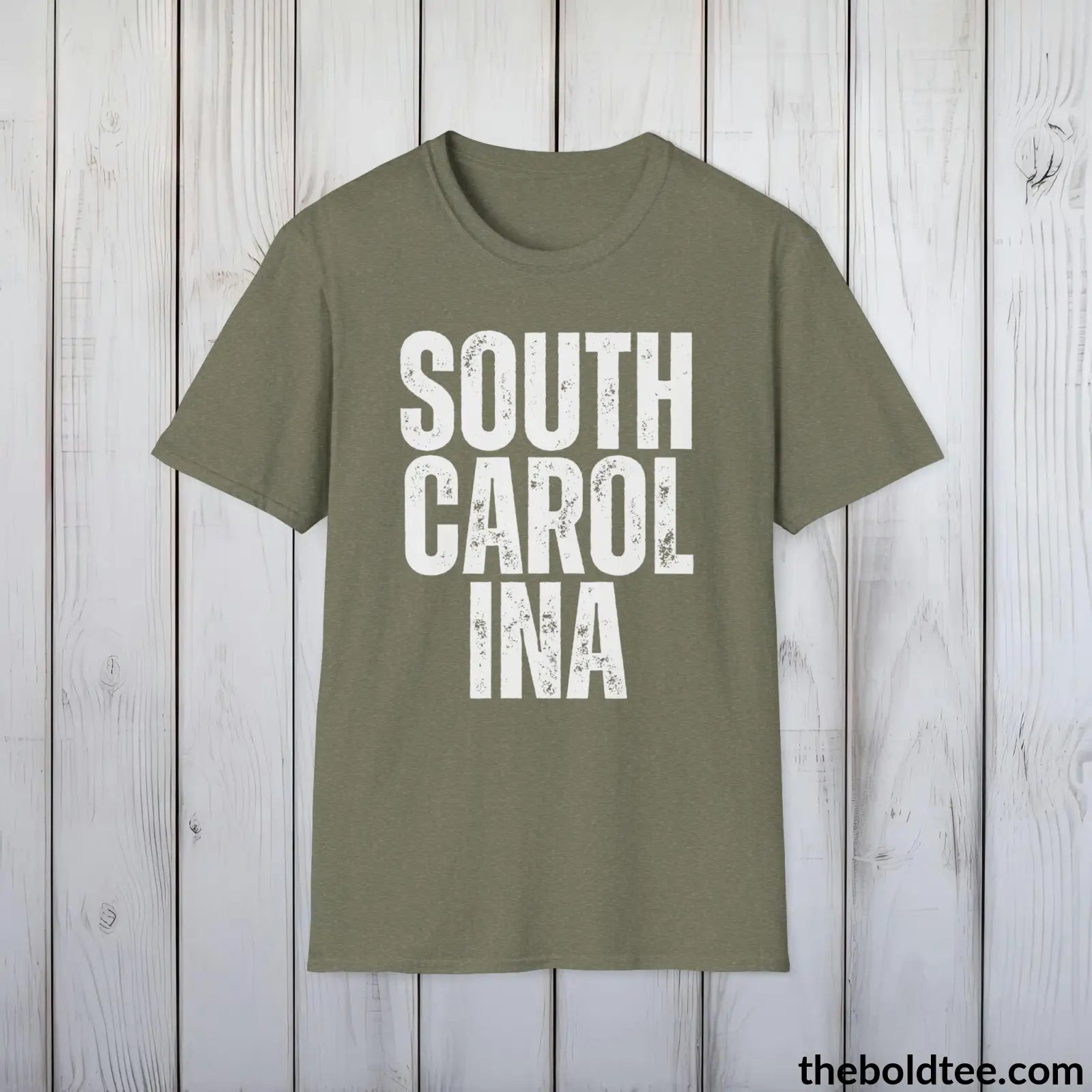 T-Shirt Heather Military Green / S SOUTH CAROLINA Tee - Casual, Sustainable & Soft Cotton Crewneck Unisex T-Shirt - 9 Bold Colors