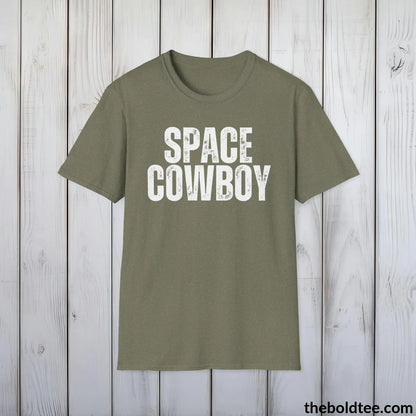 T-Shirt Heather Military Green / S SPACE COWBOY Tee - Casual, Sustainable & Soft Cotton Crewneck Unisex T-Shirt - 9 Bold Colors