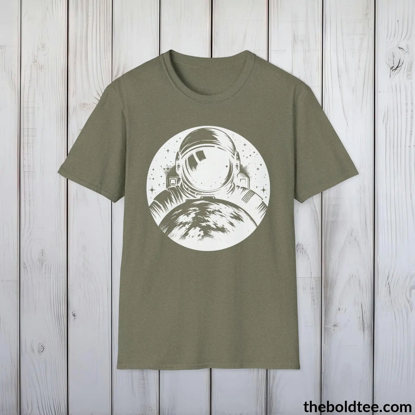 T-Shirt Heather Military Green / S Space Ship Tee - Sustainable & Soft Cotton Crewneck Unisex T-Shirt - 9 Bold Colors