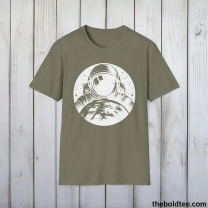 T-Shirt Heather Military Green / S Space Ship Tee - Sustainable & Soft Cotton Crewneck Unisex T-Shirt - 9 Bold Colors