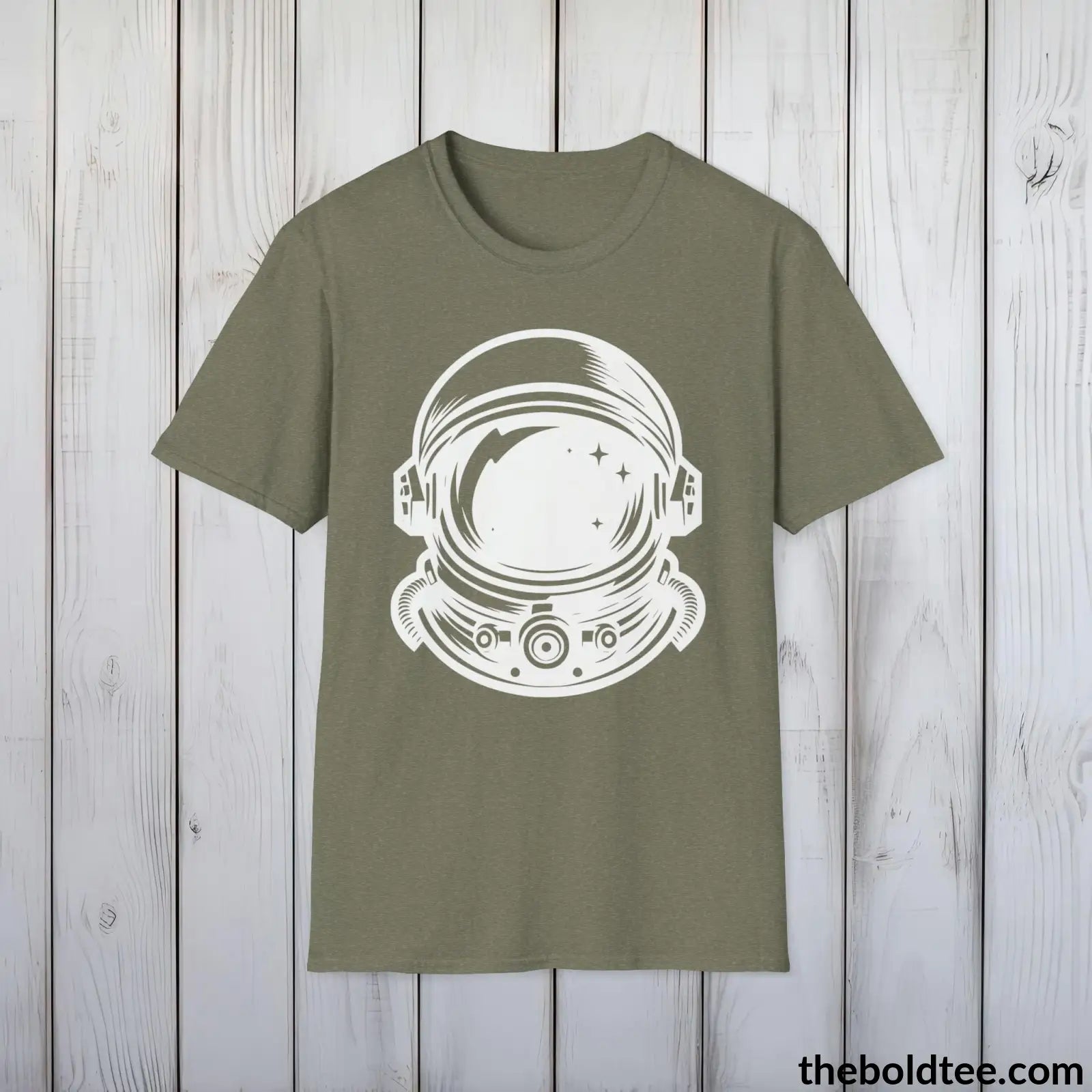 T-Shirt Heather Military Green / S Space Ship Tee - Sustainable & Soft Cotton Crewneck Unisex T-Shirt - 9 Bold Colors