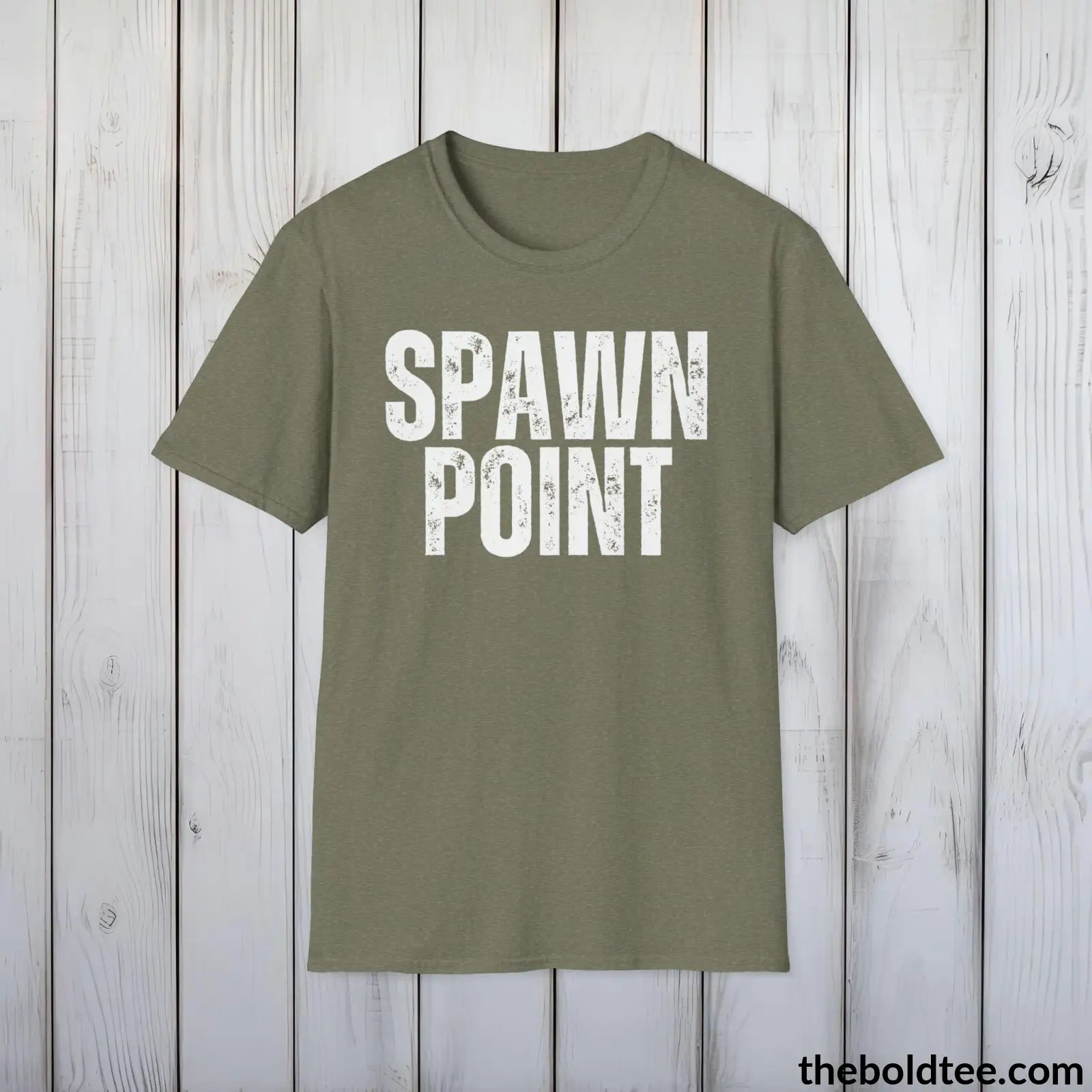 T-Shirt Heather Military Green / S SPAWN POINT Gamer Tee - Sustainable & Soft Cotton Crewneck Unisex T-Shirt - 9 Bold Colors