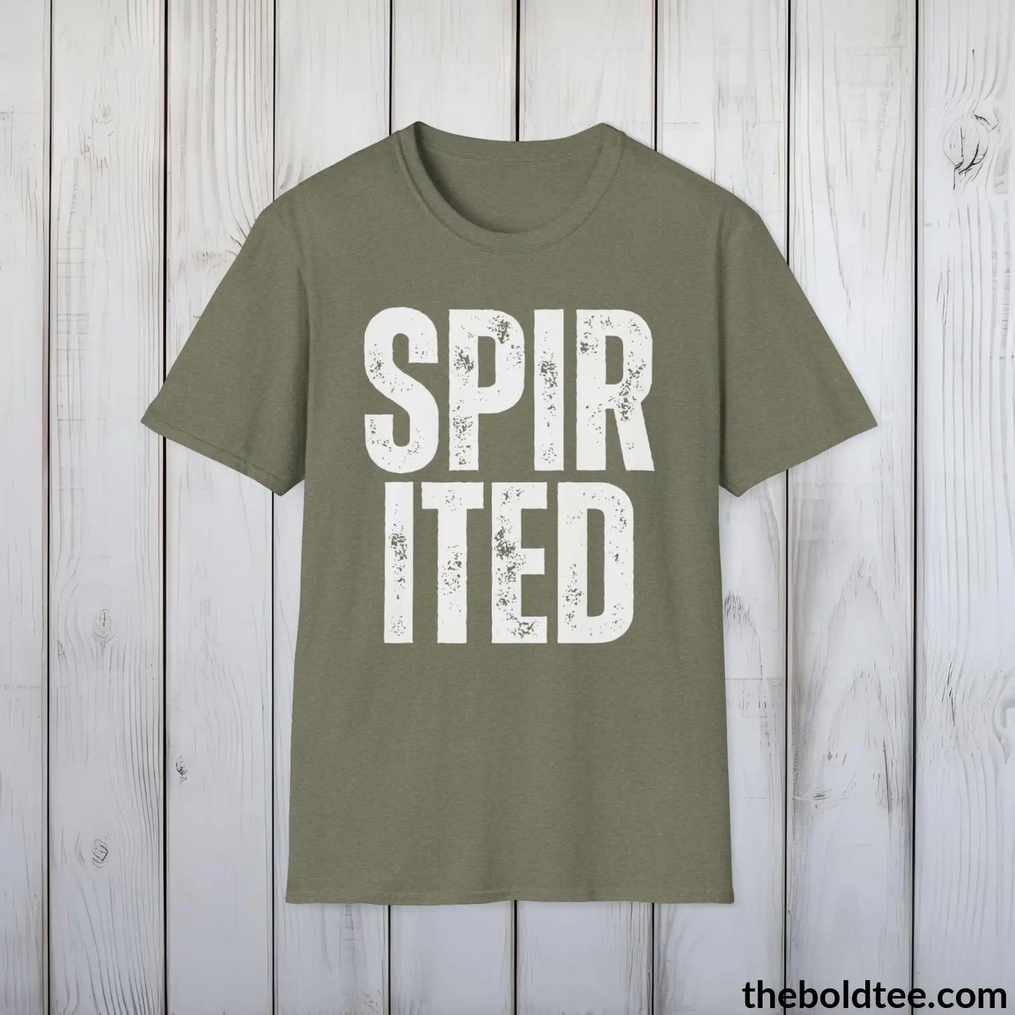 T-Shirt Heather Military Green / S SPIRITED Tee - Casual, Sustainable & Soft Cotton Crewneck Unisex T-Shirt - 9 Bold Colors