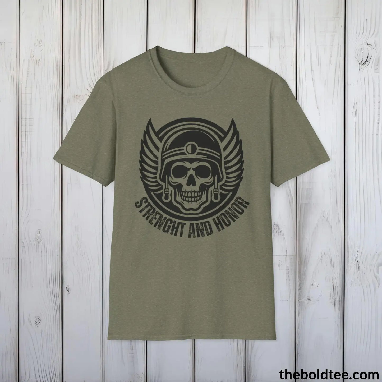 T-Shirt Heather Military Green / S STRENGHT AND HONOR Military Tee - Strong & Versatile Cotton Crewneck T-Shirt - 9 Bold Colors