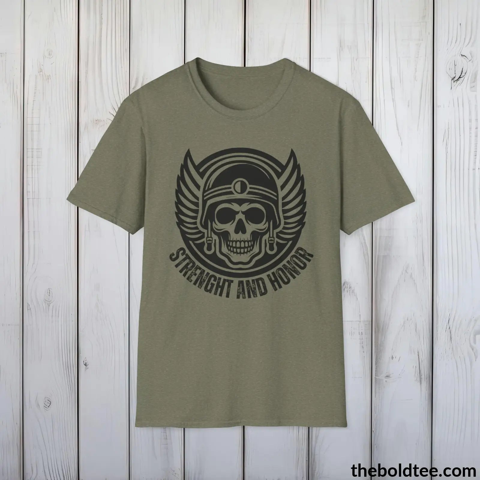 T-Shirt Heather Military Green / S STRENGHT AND HONOR Military Tee - Strong & Versatile Cotton Crewneck T-Shirt - 9 Bold Colors