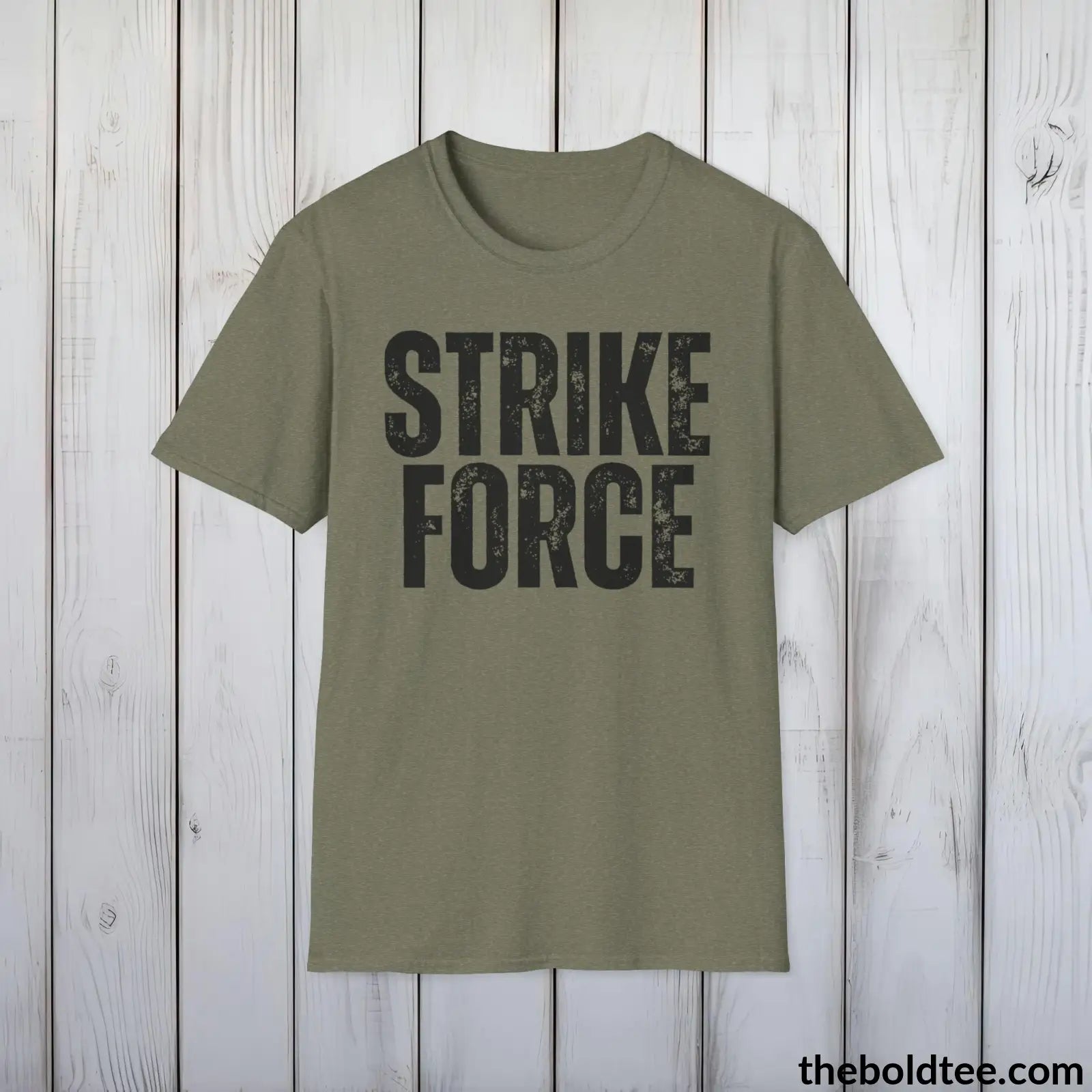 T-Shirt Heather Military Green / S STRIKE FORCE Military Tee - Strong & Versatile Cotton Crewneck T-Shirt - 9 Bold Colors