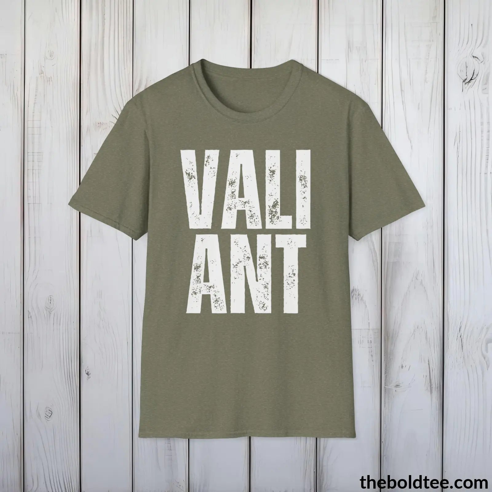 T-Shirt Heather Military Green / S VALIANT Tee - Casual, Sustainable & Soft Cotton Crewneck Unisex T-Shirt - 9 Bold Colors