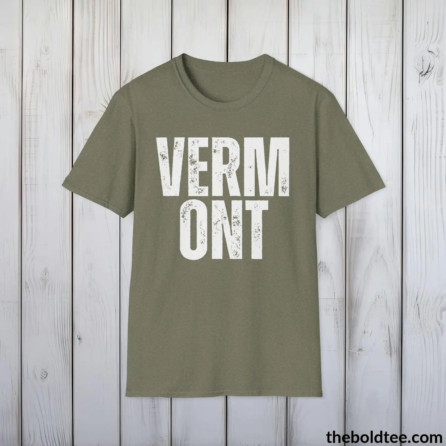 T-Shirt Heather Military Green / S VERMONT Tee - Casual, Sustainable & Soft Cotton Crewneck Unisex T-Shirt - 9 Bold Colors