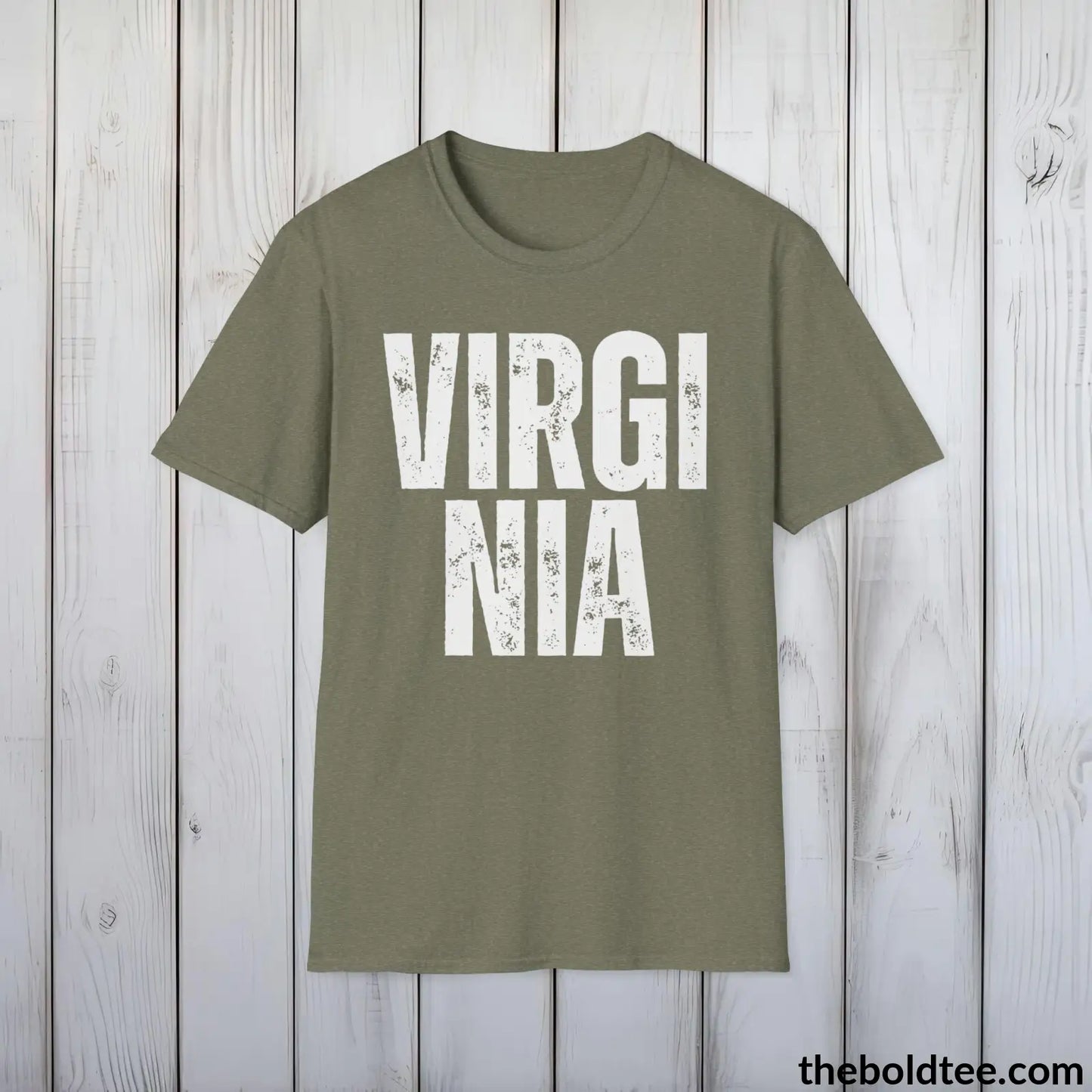 T-Shirt Heather Military Green / S VIRGINIA - Casual, Sustainable & Soft Cotton Crewneck Unisex T-Shirt - 9 Bold Colors