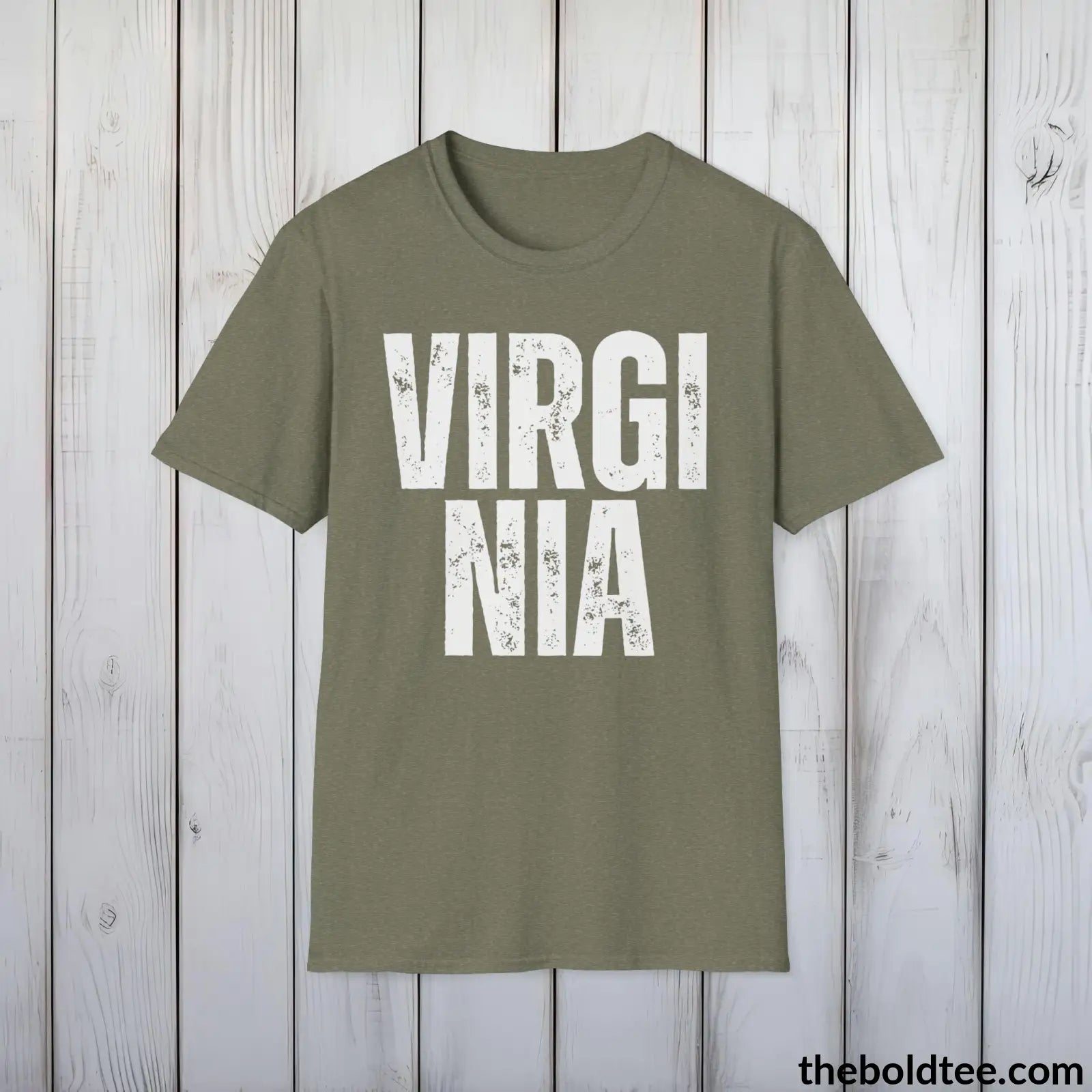 T-Shirt Heather Military Green / S VIRGINIA - Casual, Sustainable & Soft Cotton Crewneck Unisex T-Shirt - 9 Bold Colors