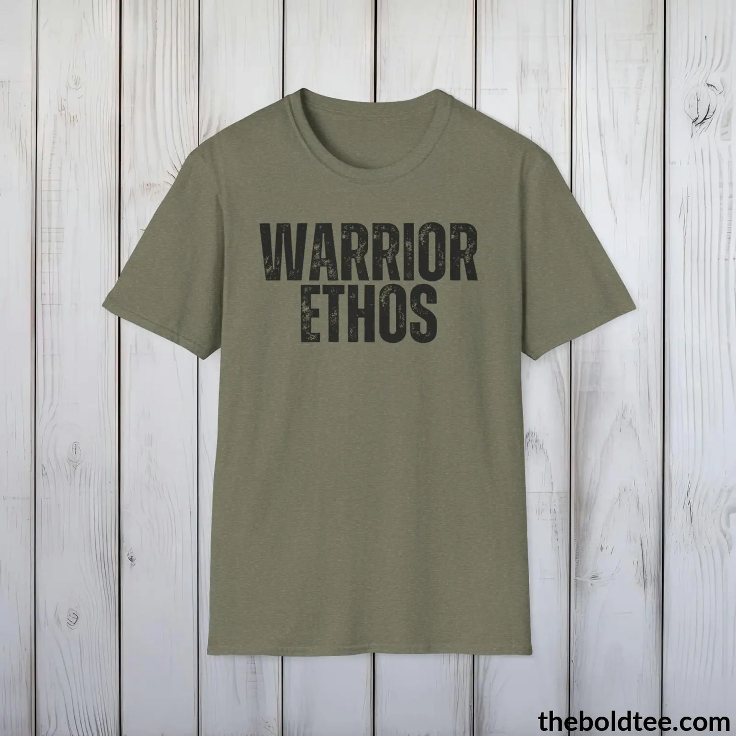 T-Shirt Heather Military Green / S WARRIOR ETHOS Military Tee - Strong & Versatile Cotton Crewneck T-Shirt - 9 Bold Colors