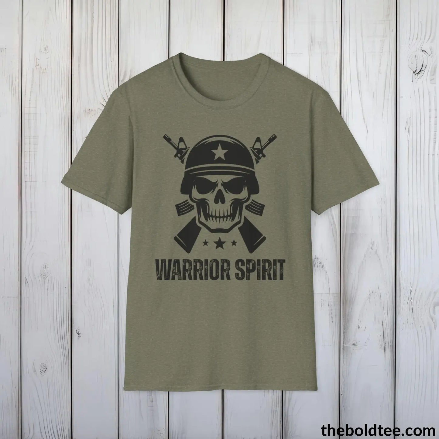 T-Shirt Heather Military Green / S WARRIOR SPIRIT Military Tee - Strong & Versatile Cotton Crewneck T-Shirt - 9 Bold Colors