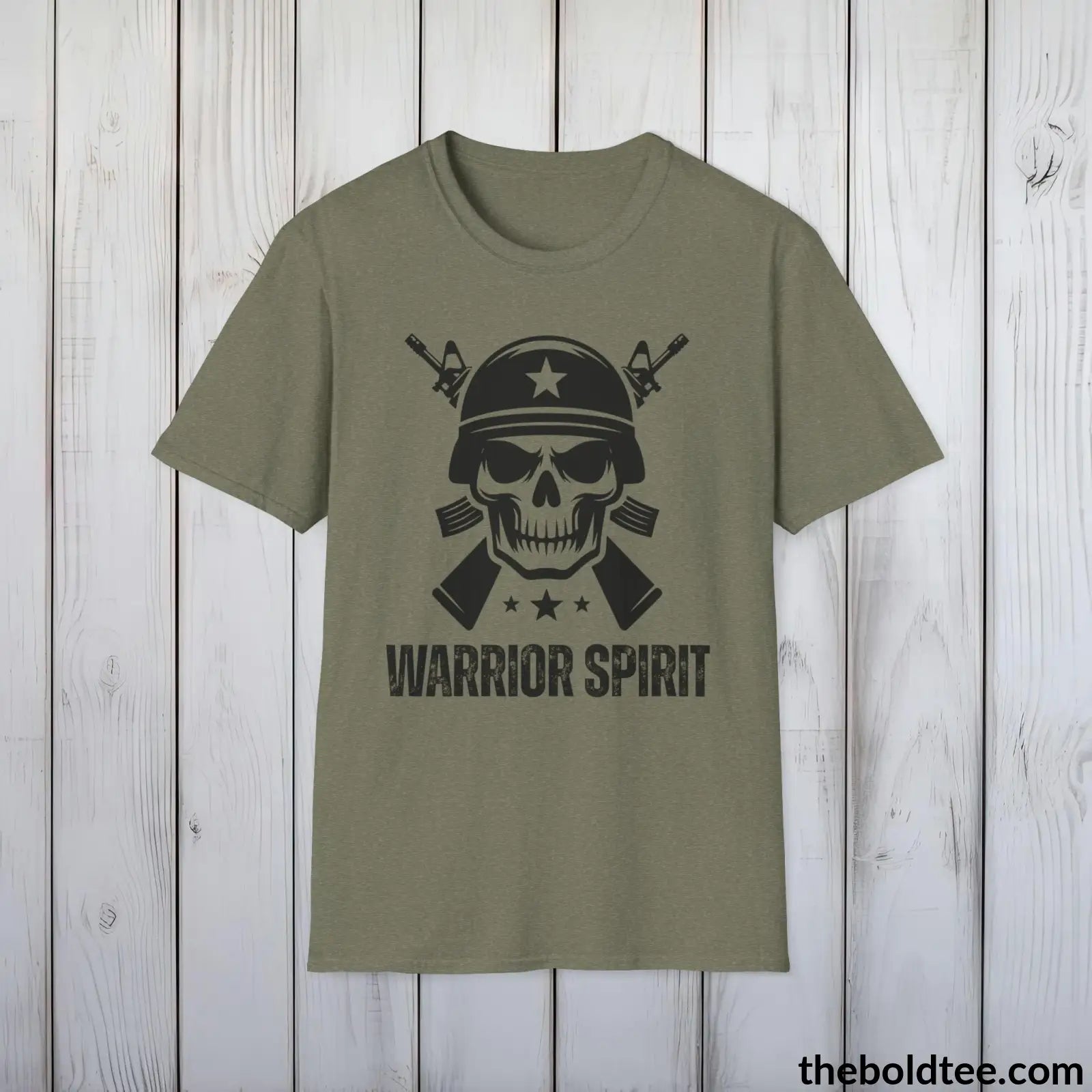 T-Shirt Heather Military Green / S WARRIOR SPIRIT Military Tee - Strong & Versatile Cotton Crewneck T-Shirt - 9 Bold Colors