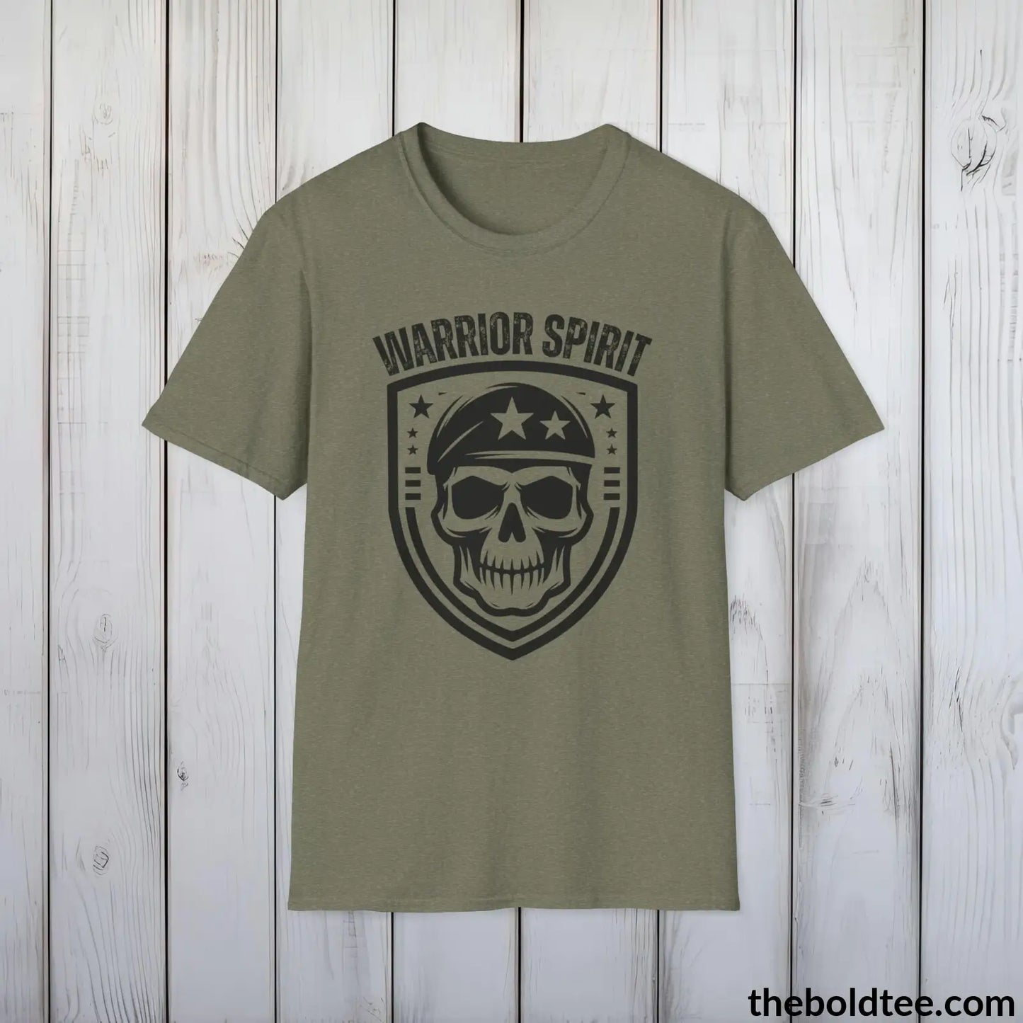 T-Shirt Heather Military Green / S WARRIOR SPIRIT Military Tee - Strong & Versatile Cotton Crewneck T-Shirt - 9 Bold Colors