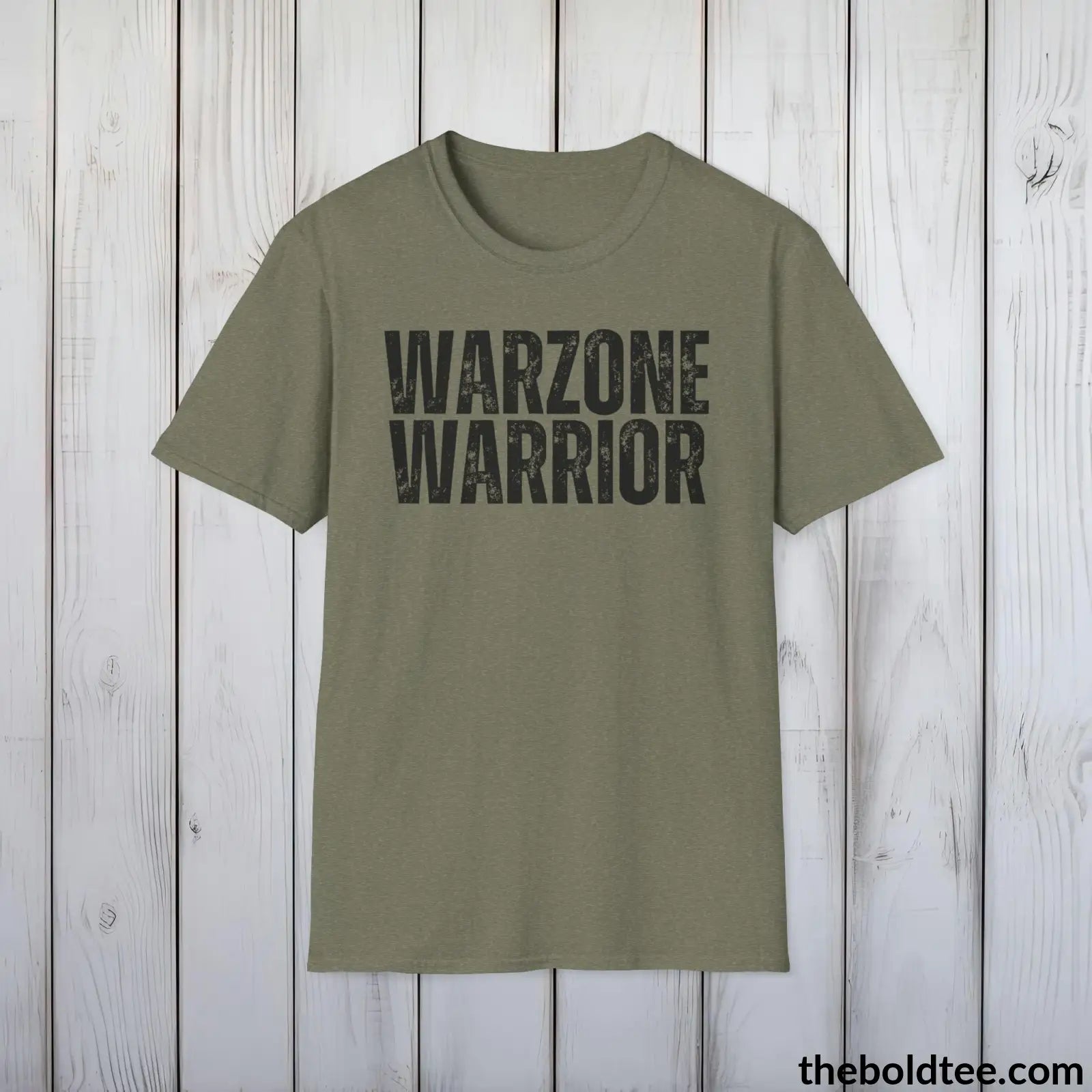 T-Shirt Heather Military Green / S WARZONE WARRIOR Military Tee - Strong & Versatile Cotton Crewneck T-Shirt - 9 Bold Colors