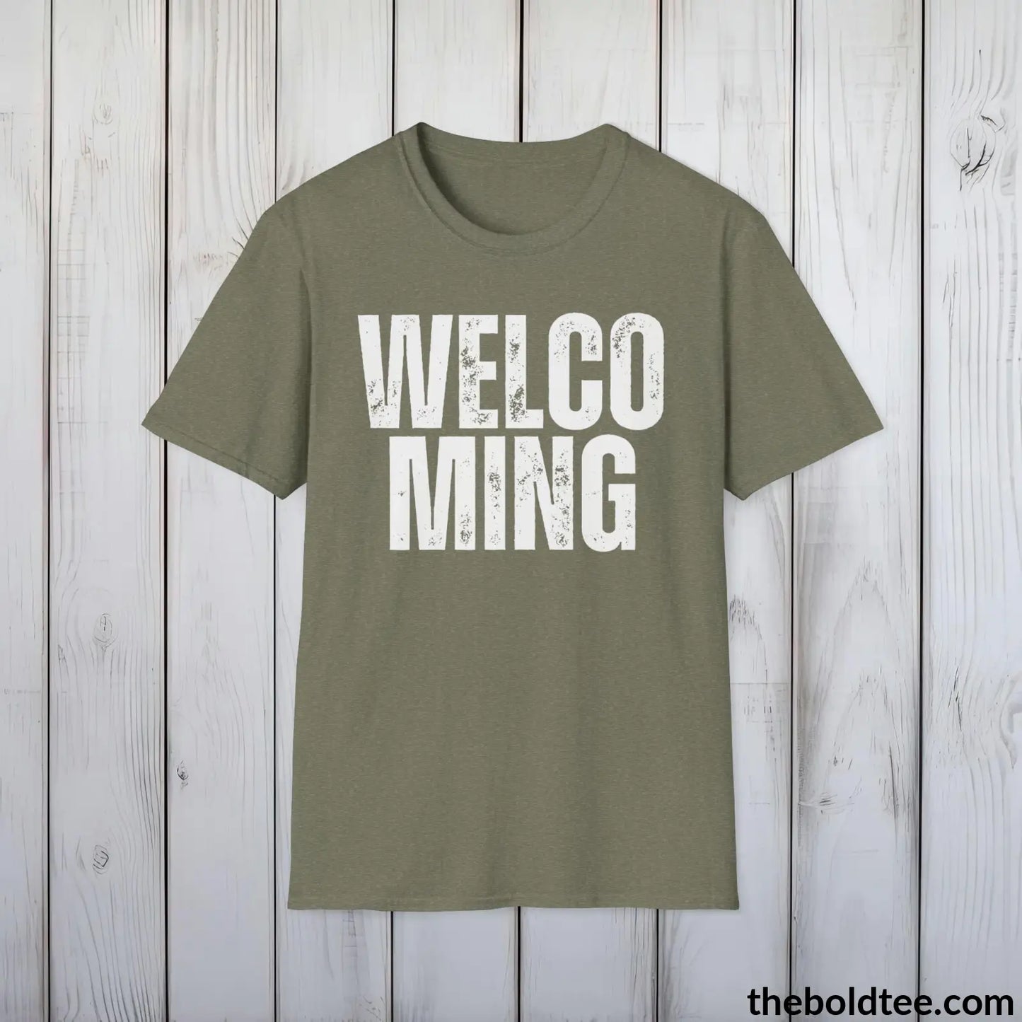 T-Shirt Heather Military Green / S WELCOMING Tee - Casual, Sustainable & Soft Cotton Crewneck Unisex T-Shirt - 9 Bold Colors