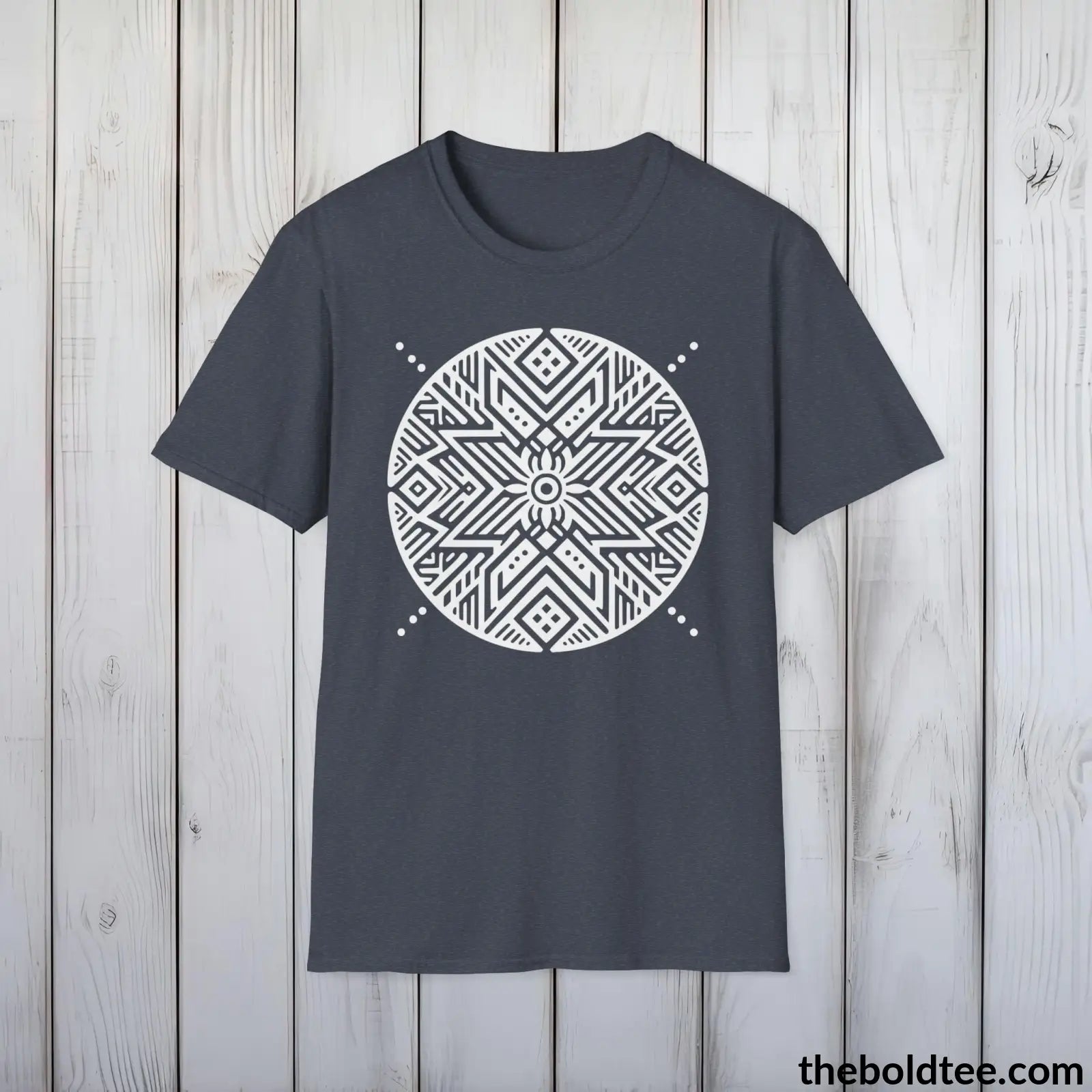 T-Shirt Heather Navy / S Bold Tribal Pattern Tee - Premium Soft Cotton Crewneck Unisex T-Shirt - 9 Bold Colors