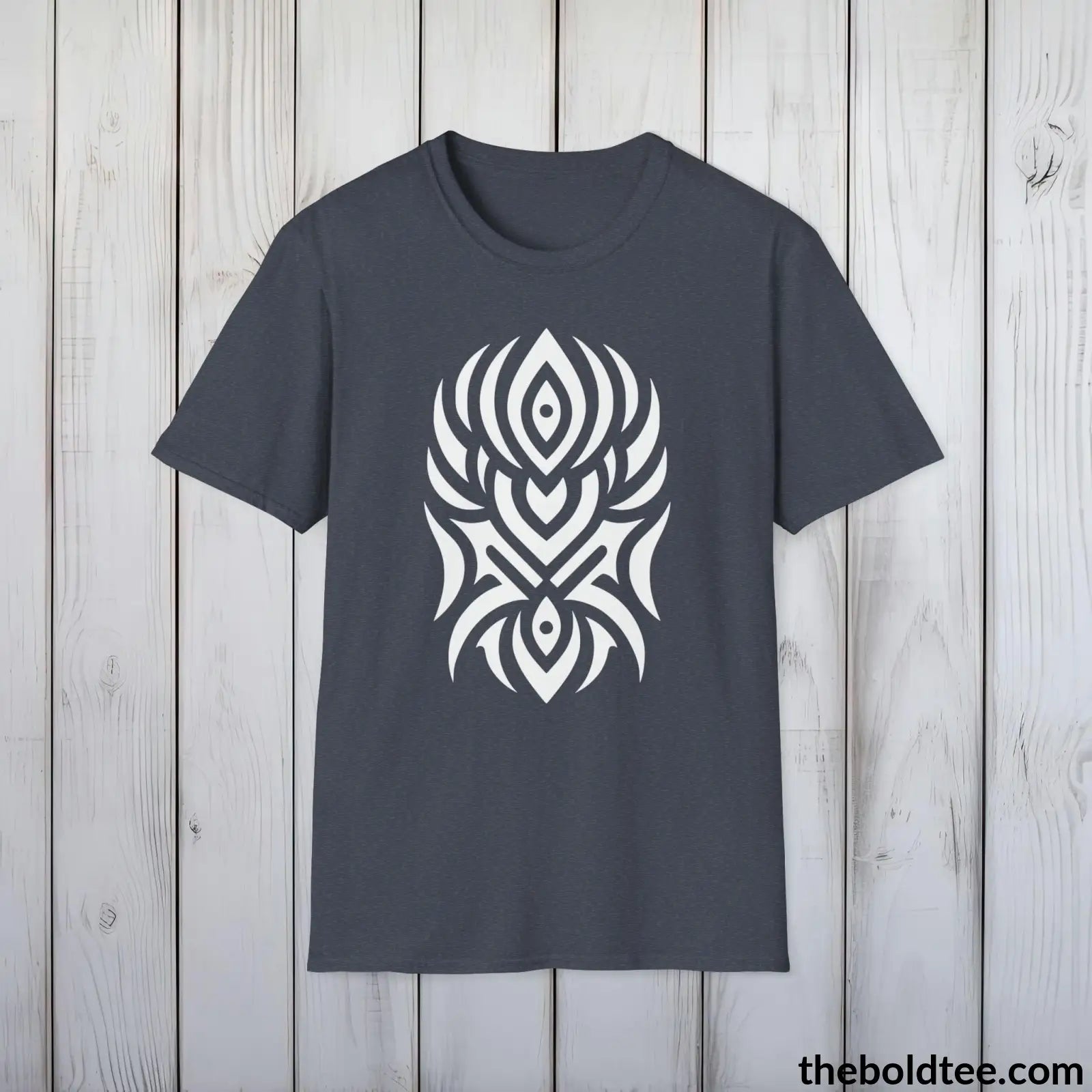 T-Shirt Heather Navy / S Bold Tribal Pattern Tee - Premium Soft Cotton Crewneck Unisex T-Shirt - 9 Bold Colors