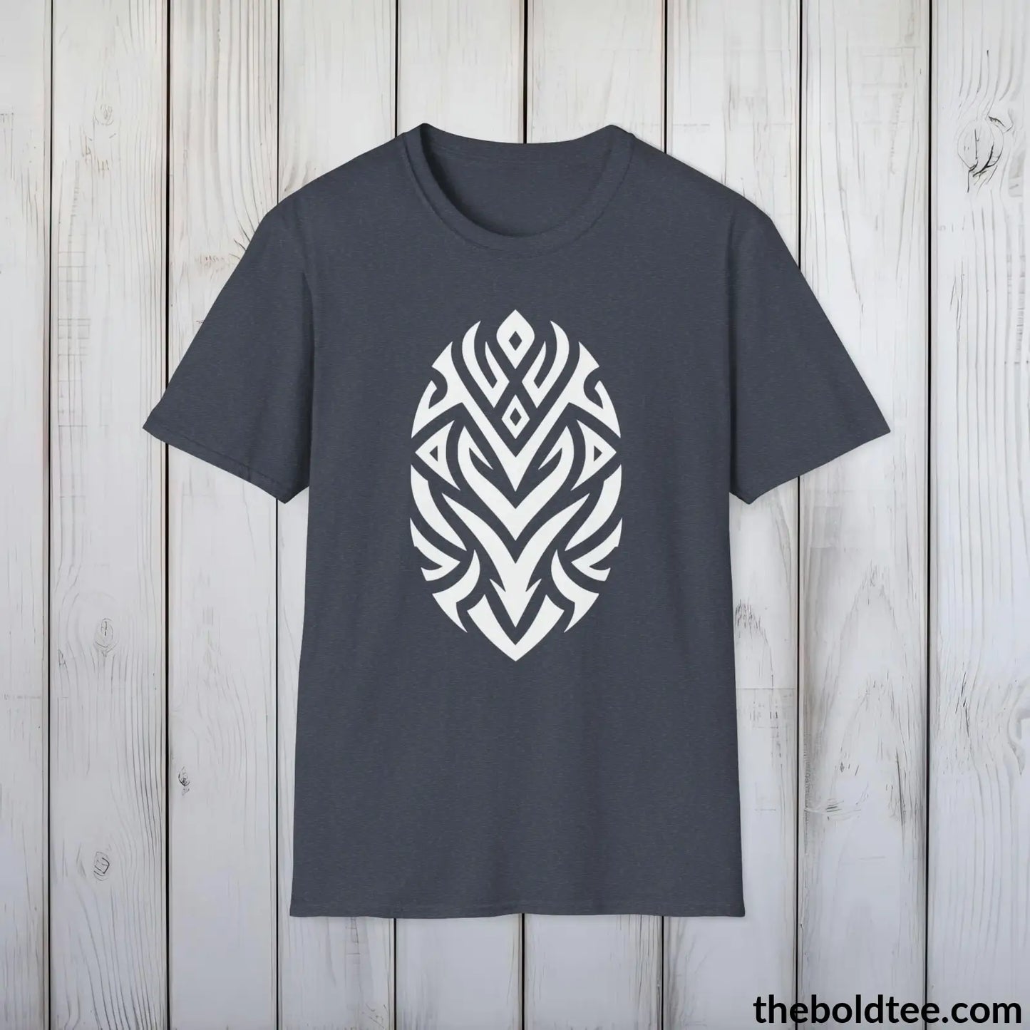 T-Shirt Heather Navy / S Bold Tribal Pattern Tee - Premium Soft Cotton Crewneck Unisex T-Shirt - 9 Bold Colors