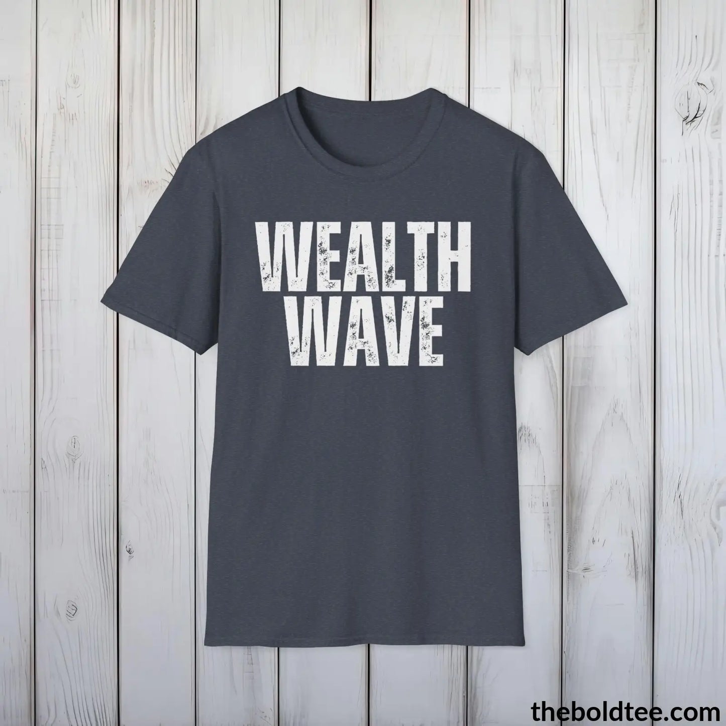 T-Shirt Heather Navy / S Bold WEALTH WAVE Tee - Premium Cotton Crewneck Unisex T-Shirt - 9 Bold Colors