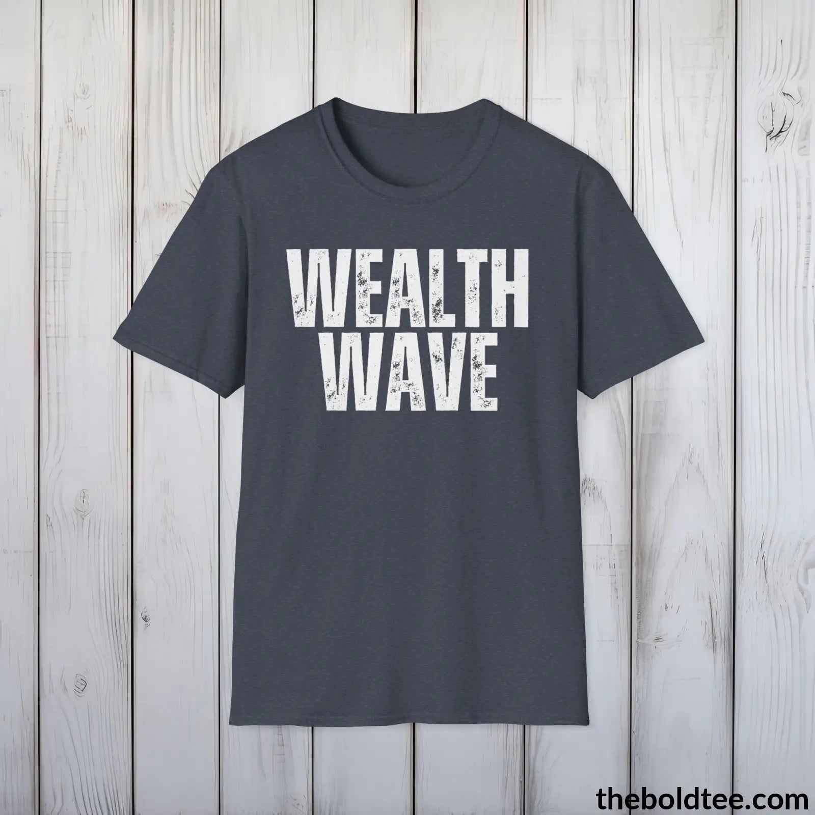 T-Shirt Heather Navy / S Bold WEALTH WAVE Tee - Premium Cotton Crewneck Unisex T-Shirt - 9 Bold Colors