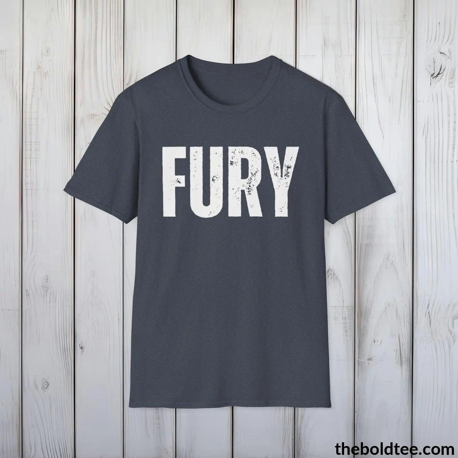 T-Shirt Heather Navy / S FURY Tee - Bold Urbnan Cotton T-Shirt - 9 Epic Colors Available