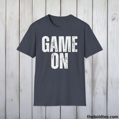 T-Shirt Heather Navy / S GAME ON Gamer Tee - Sustainable & Soft Cotton Crewneck Unisex T-Shirt - 9 Bold Colors