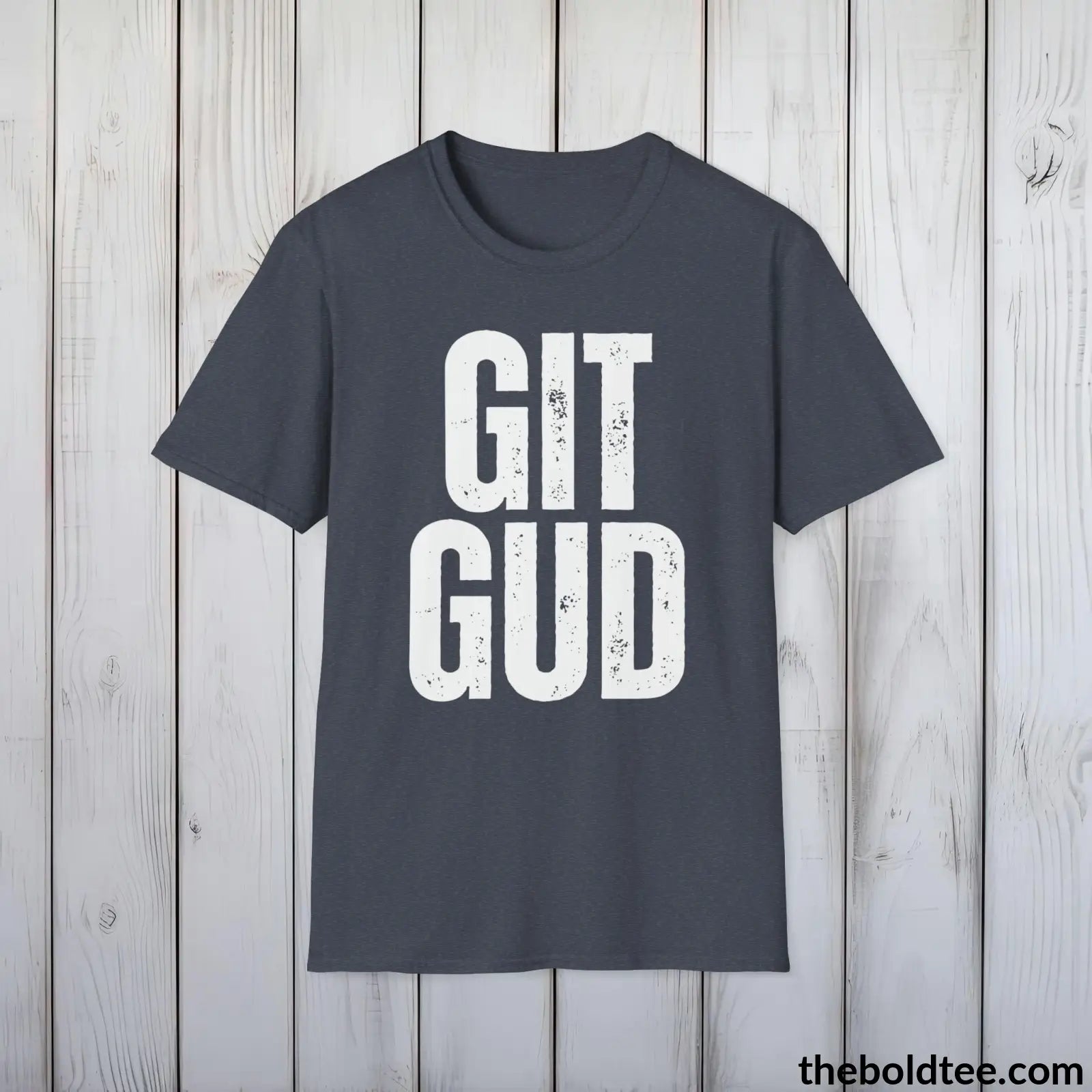 T-Shirt Heather Navy / S GIT GUD Gamer Tee - Sustainable & Soft Cotton Crewneck Unisex T-Shirt - 9 Bold Colors