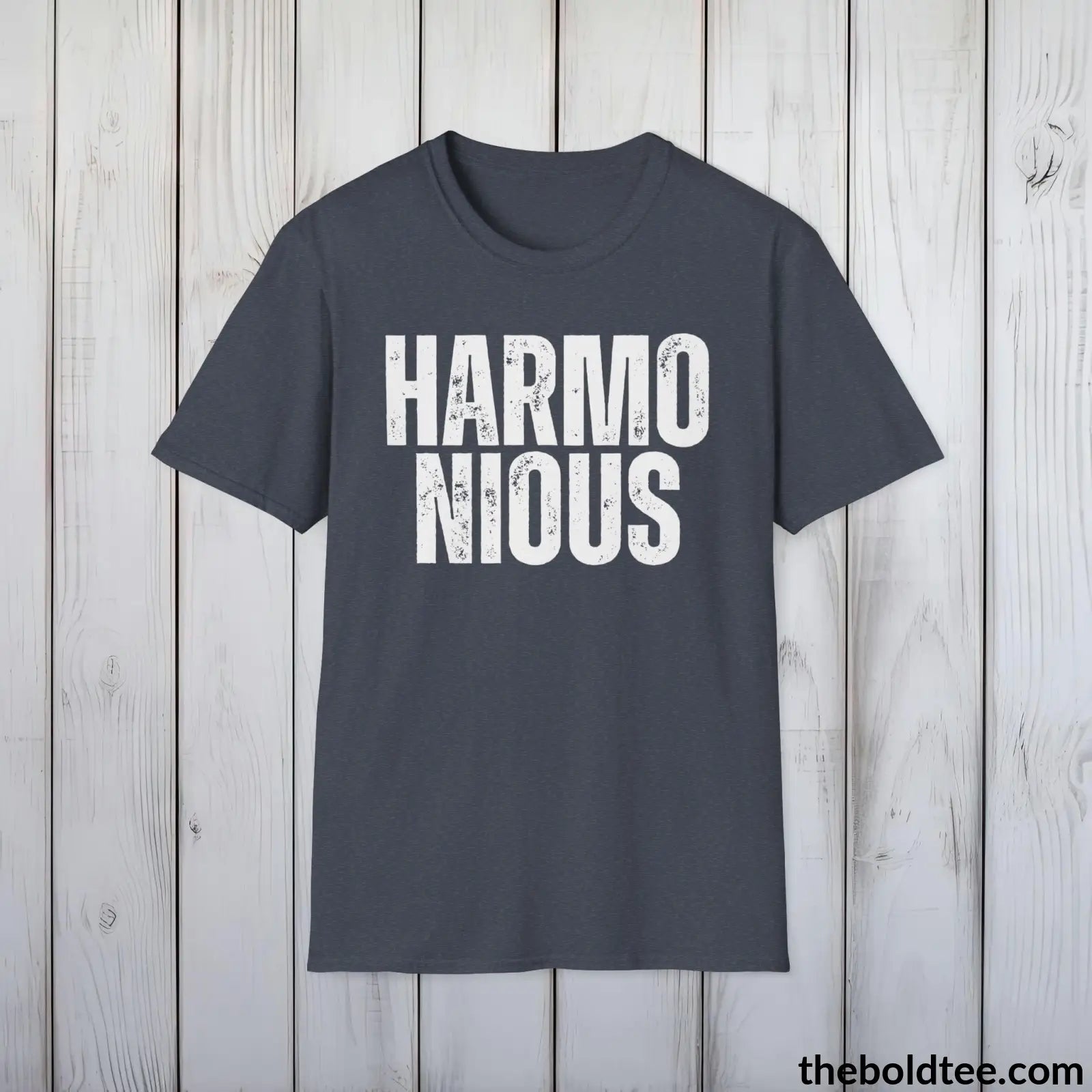 T-Shirt Heather Navy / S HARMONIOUS Tee - Casual, Sustainable & Soft Cotton Crewneck Unisex T-Shirt - 9 Bold Colors