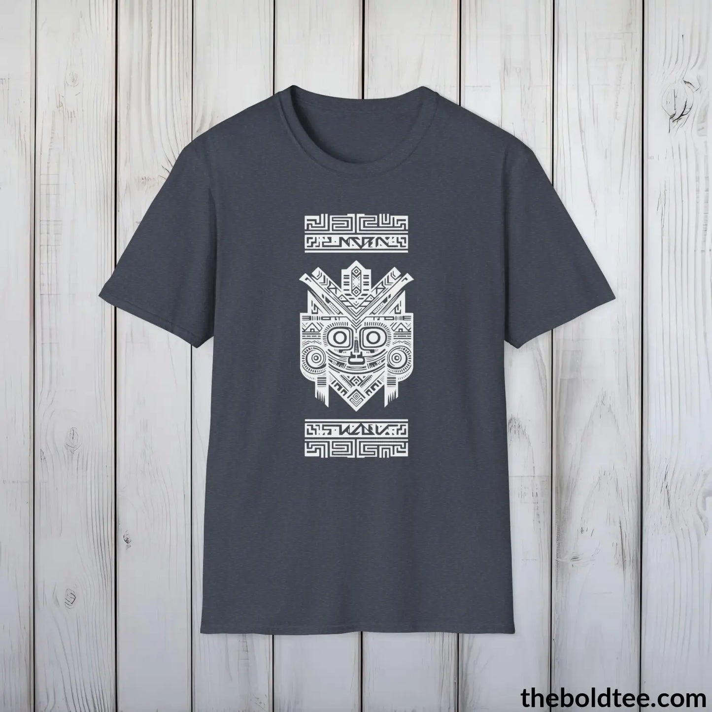 T-Shirt Heather Navy / S Inca Tribal Pattern Tee - Premium Soft Cotton Crewneck Unisex T-Shirt - 9 Bold Colors