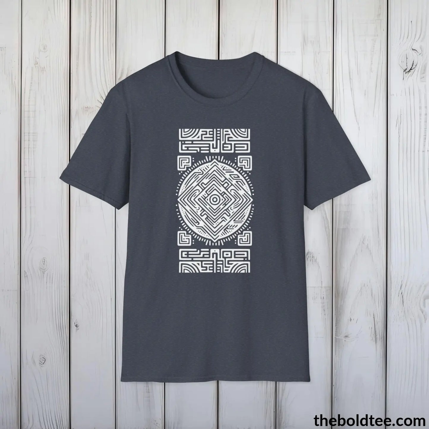 T-Shirt Heather Navy / S Inca Tribal Pattern Tee - Premium Soft Cotton Crewneck Unisex T-Shirt - 9 Bold Colors