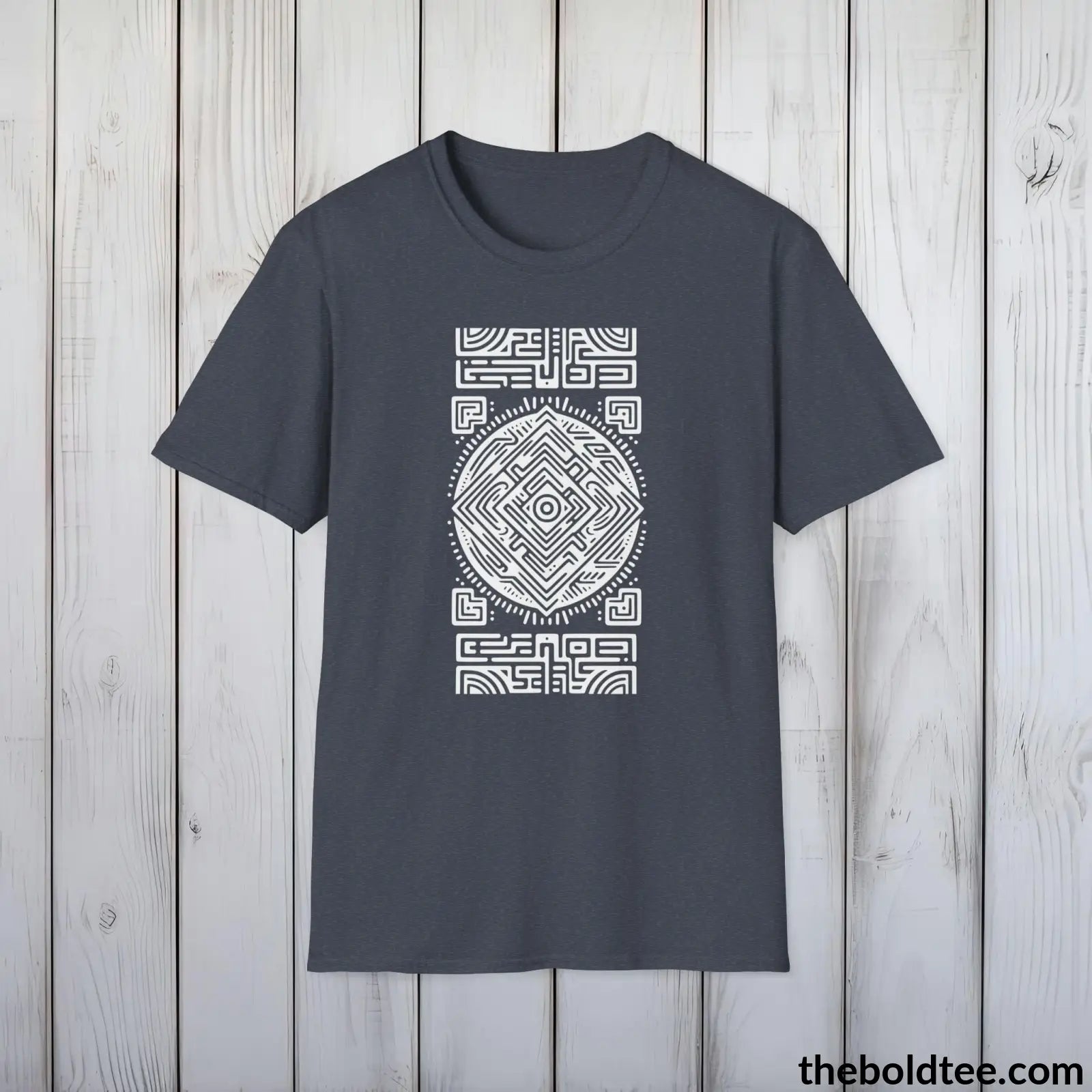 T-Shirt Heather Navy / S Inca Tribal Pattern Tee - Premium Soft Cotton Crewneck Unisex T-Shirt - 9 Bold Colors