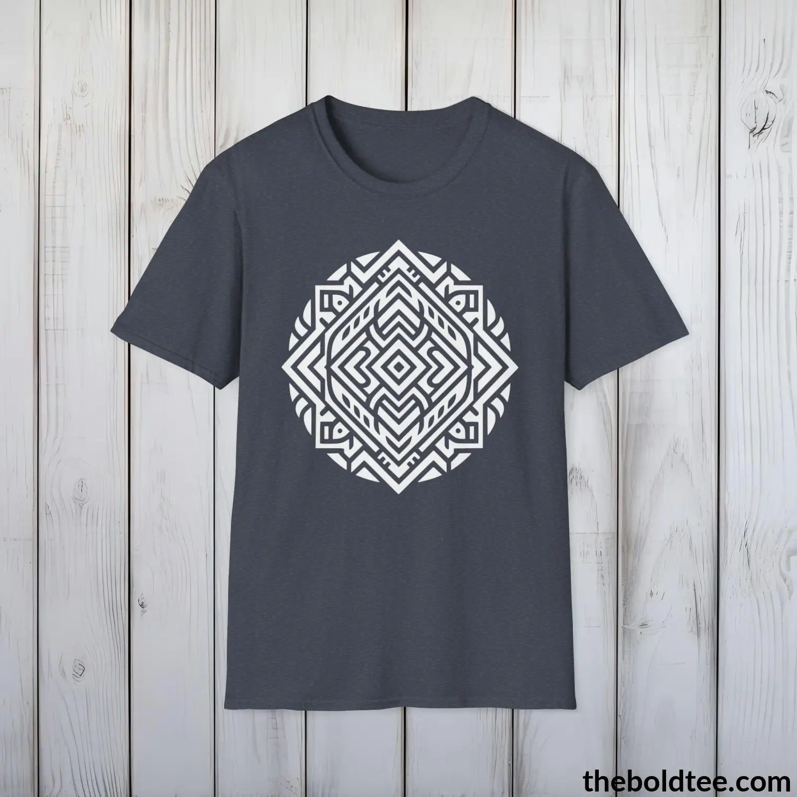 T-Shirt Heather Navy / S Inca Tribal Pattern Tee - Premium Soft Cotton Crewneck Unisex T-Shirt - 9 Bold Colors