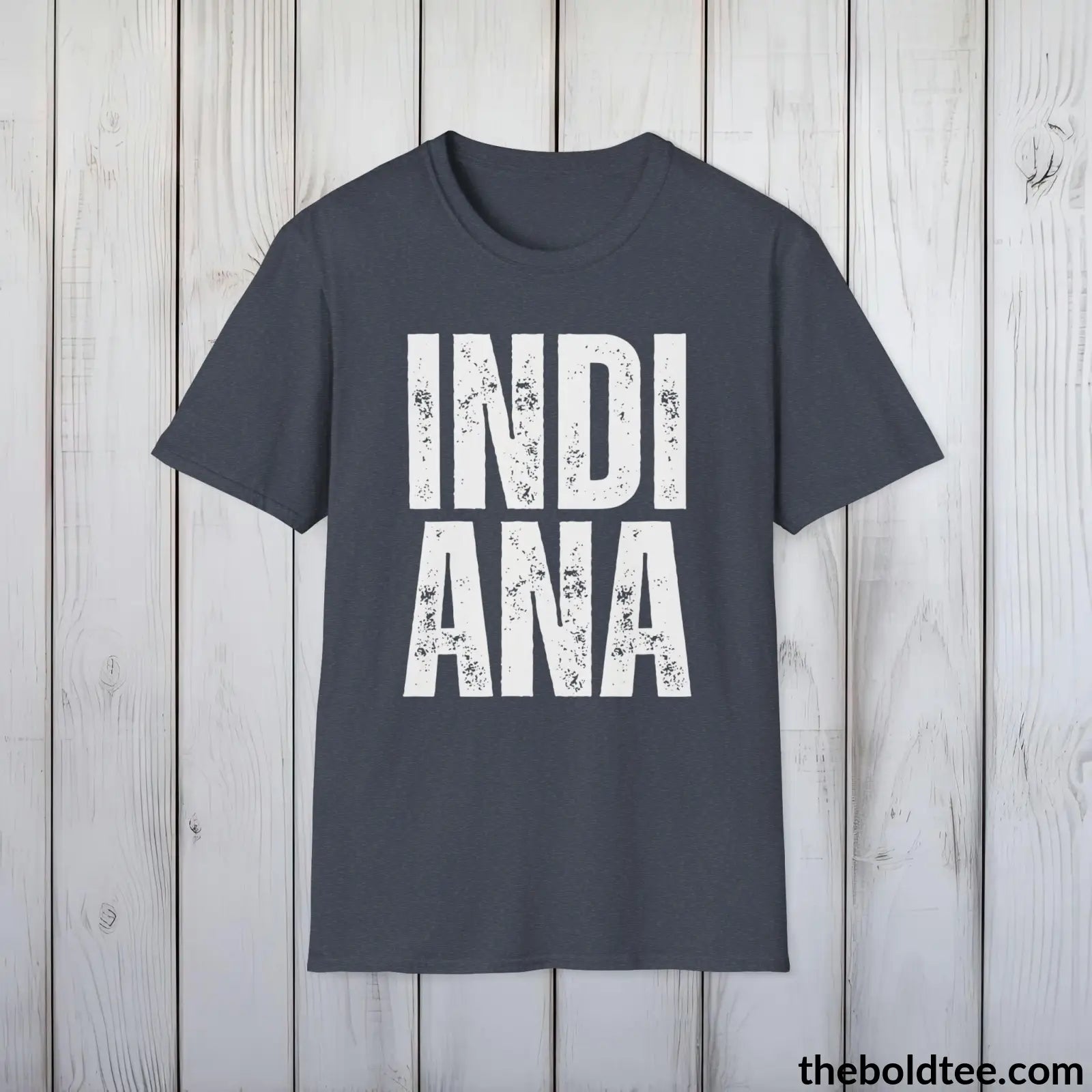 T-Shirt Heather Navy / S INDIANA Tee - Casual, Sustainable & Soft Cotton Crewneck Unisex T-Shirt - 9 Bold Colors