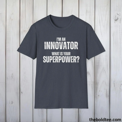 T-Shirt Heather Navy / S INNOVATOR Superpower Tee - Casual, Sustainable & Soft Cotton Crewneck Unisex T-Shirt - in 9 Bold Colors