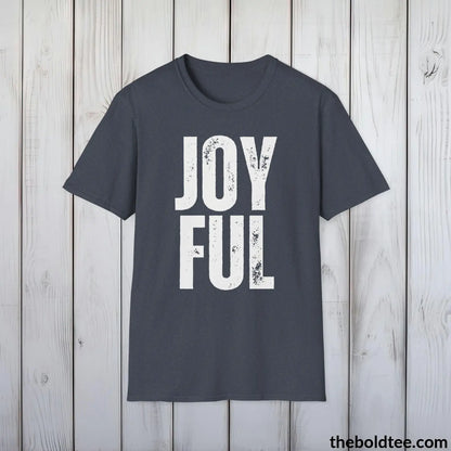 T-Shirt Heather Navy / S JOYFUL Tee - Casual, Sustainable & Soft Cotton Crewneck Unisex T-Shirt - 9 Bold Colors