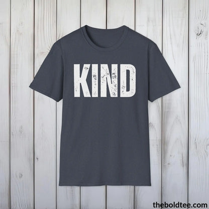 T-Shirt Heather Navy / S KIND Tee - Casual, Sustainable & Soft Cotton Crewneck Unisex T-Shirt - 9 Bold Colors